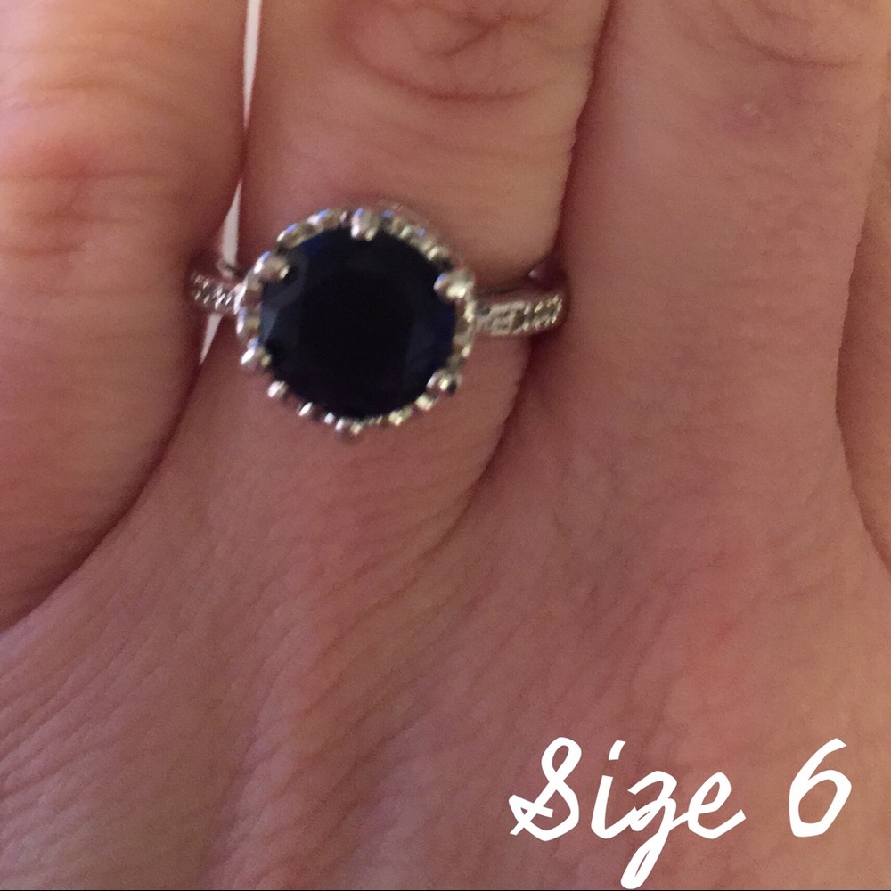 Silvertone Ring - Navy
